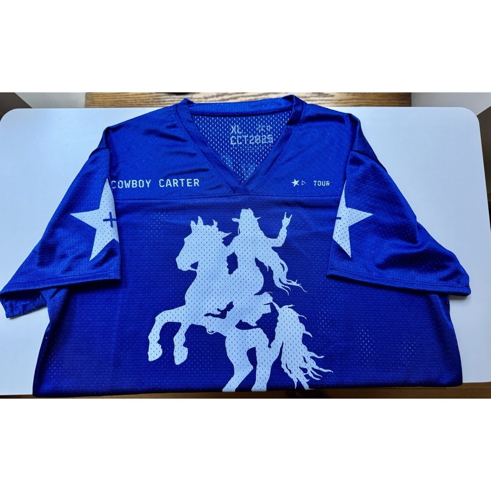 Beyonce  Crop Top Jersey Cowboy Carter Tour Act II June 2025 Size XLarge - Blue
